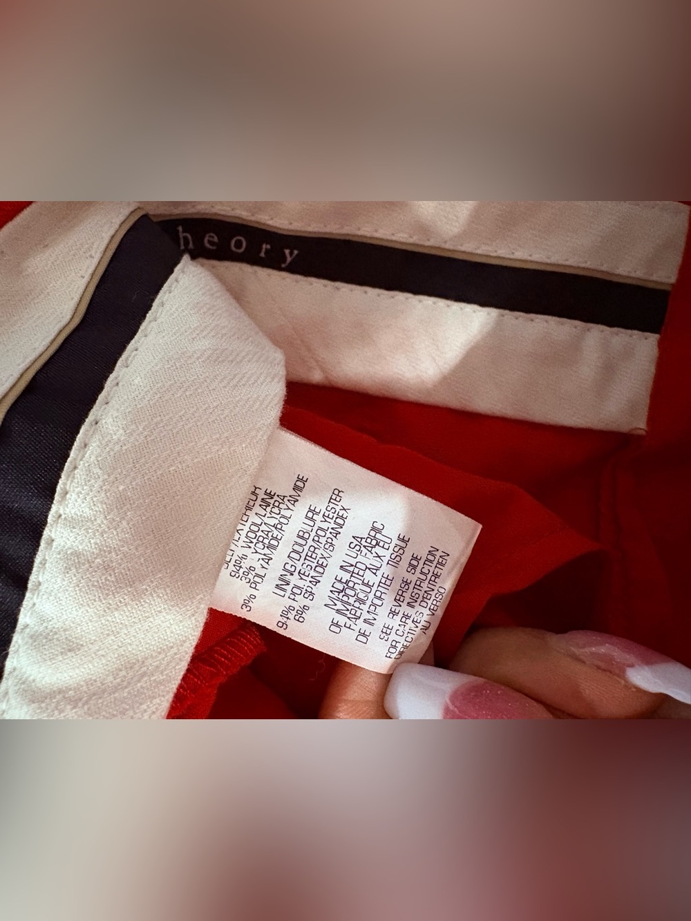 Theory Red Trouser - Picture 6 of 6